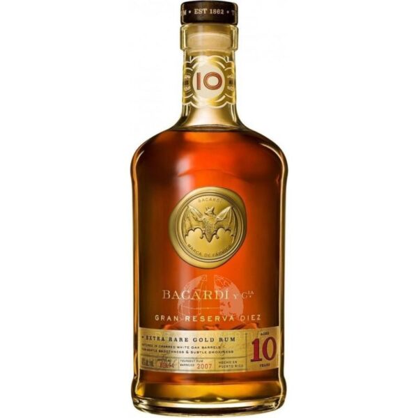 bacardi grand reserva diez 10 years rum liter www.drankenwereld.be